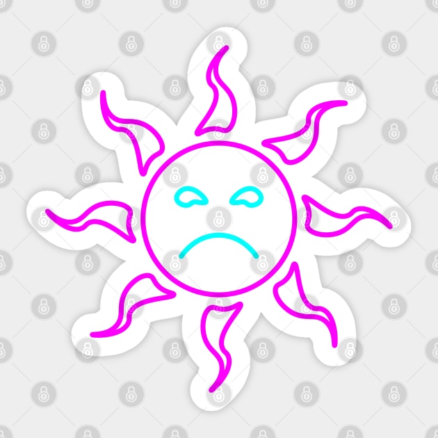 Neon Sad Sun Sticker by mikineal97